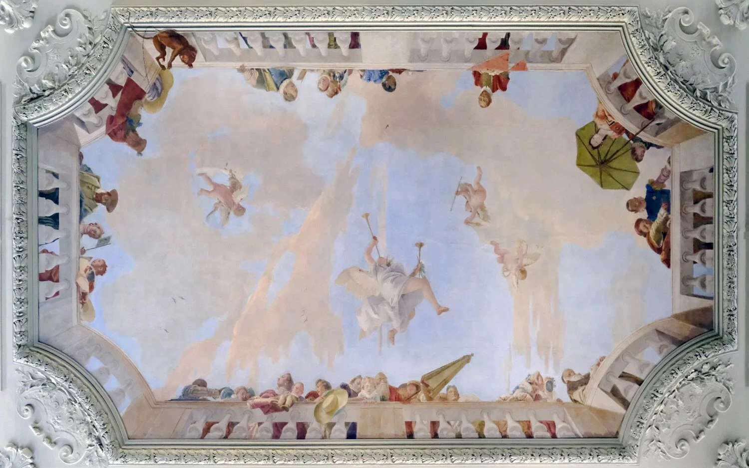 Ceiling fresco with cherubs and figures at Jacquemart André Museum, Paris.