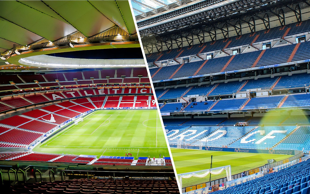 Atlético Madrid and Santiago Bernabéu stadiums, Madrid tour combo offer.