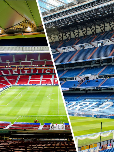 Atlético Madrid and Santiago Bernabéu stadiums, Madrid tour combo offer.