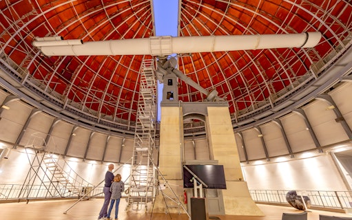 Observatory interior with large telescope, French Riviera Pass experience.