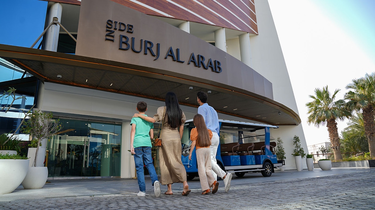 Family walking into Burj Al Arab