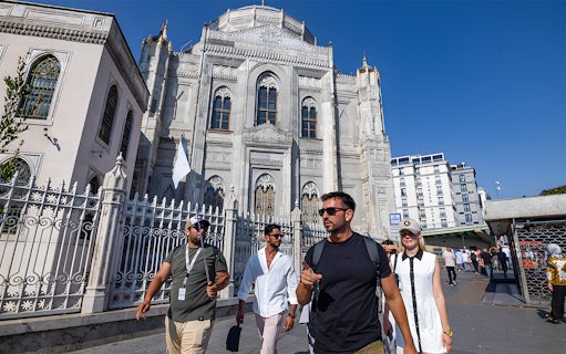 Tourists walking near Topkapi Palace in Istanbul's Old City.