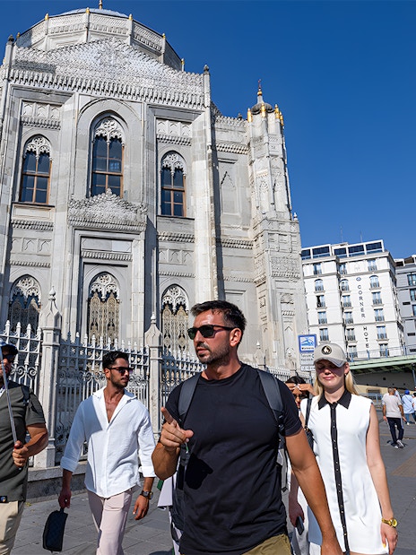 Tourists walking near Topkapi Palace in Istanbul's Old City.