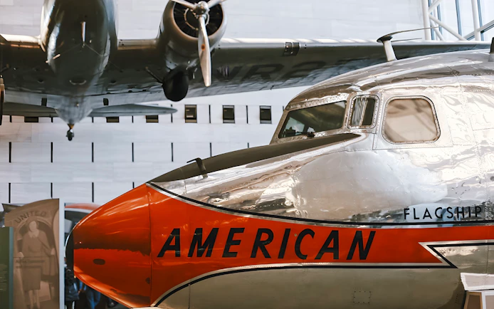 Airplane exhibit at Smithsonian's National Air and Space Museum.