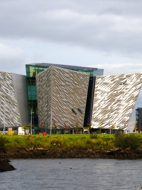 Titanic Museum Belfast with its iconic angular architecture by the waterfront.