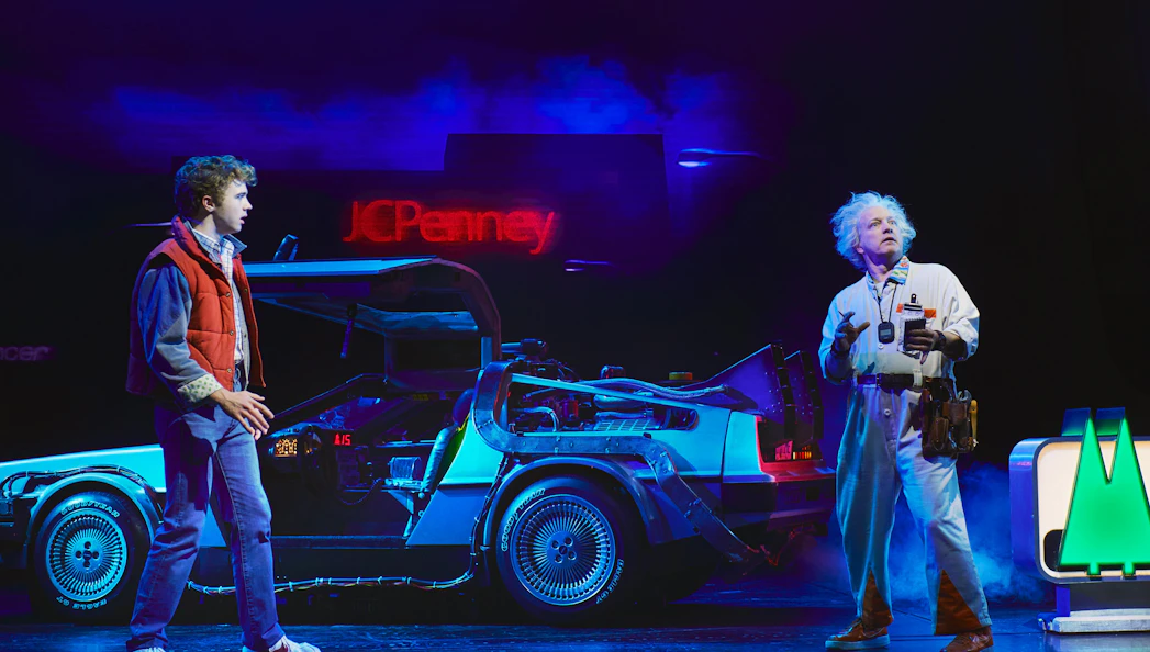 Performance of Back to the Future with DeLorean on stage, Hamburg.