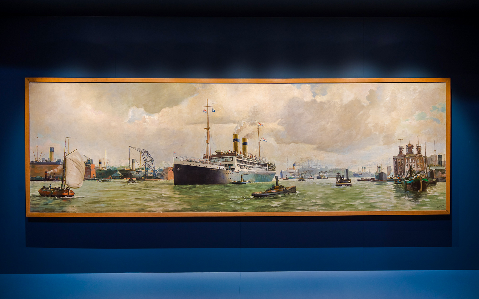 Amsterdam Port City exhibit at The National Maritime Museum showcasing historic ships and maritime artifacts.