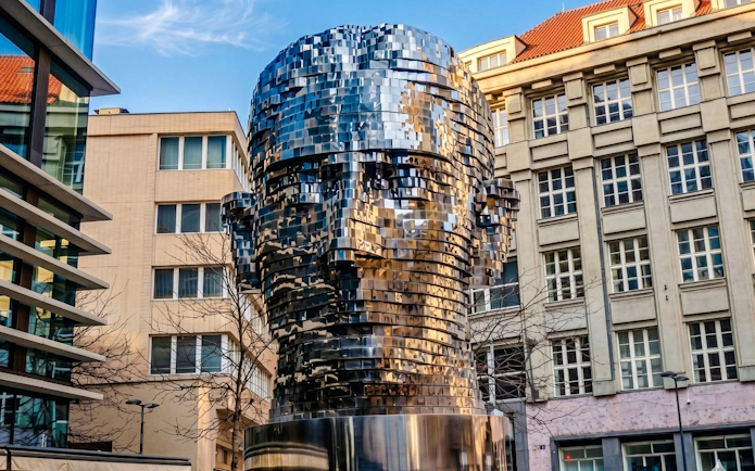 Kinetic sculpture of Franz Kafka's head by David Černý in Prague.