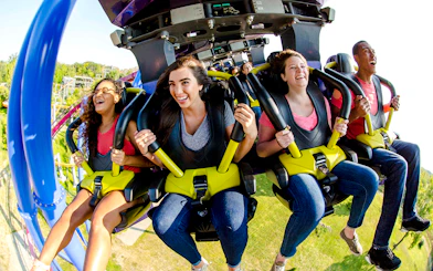 Riders enjoying the Banshee roller coaster at Kings Island.