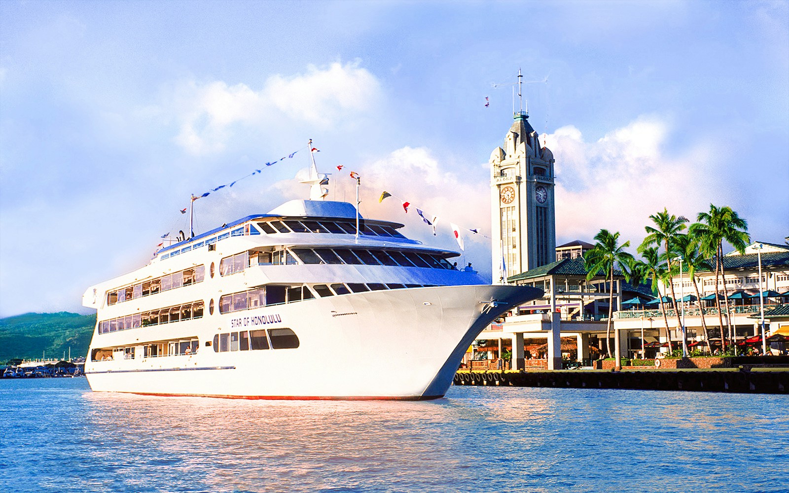 Star of Honolulu cruise ship near Aloha Tower, Honolulu.