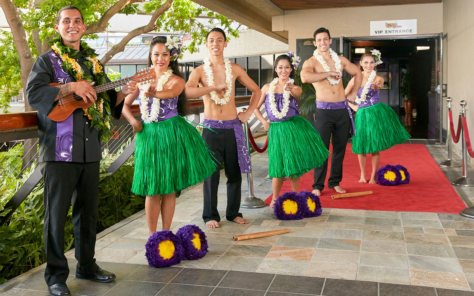 Warm welcome by performers at Rock-A-Hula Show