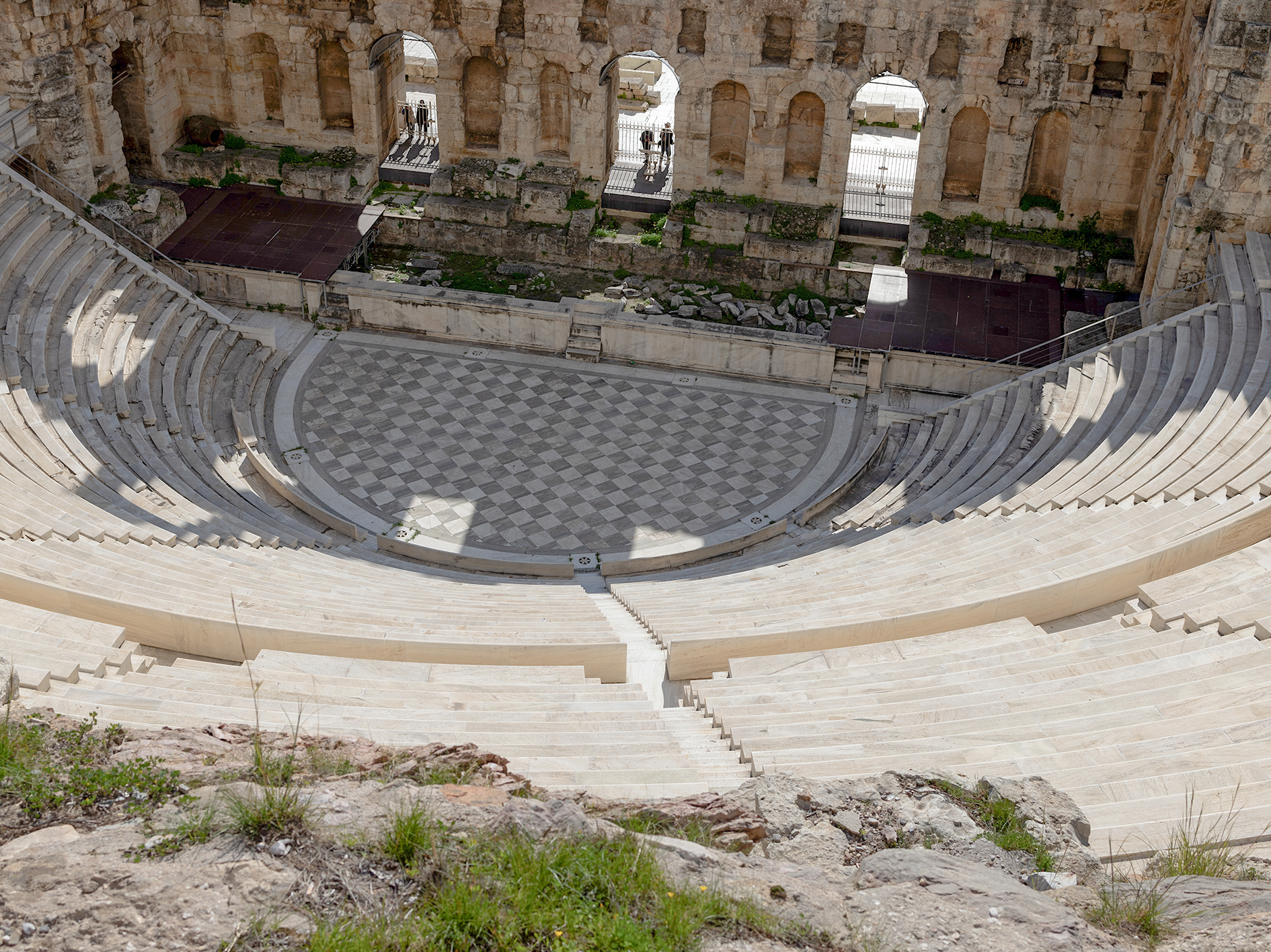 Marble stone stage with geometrical motifs