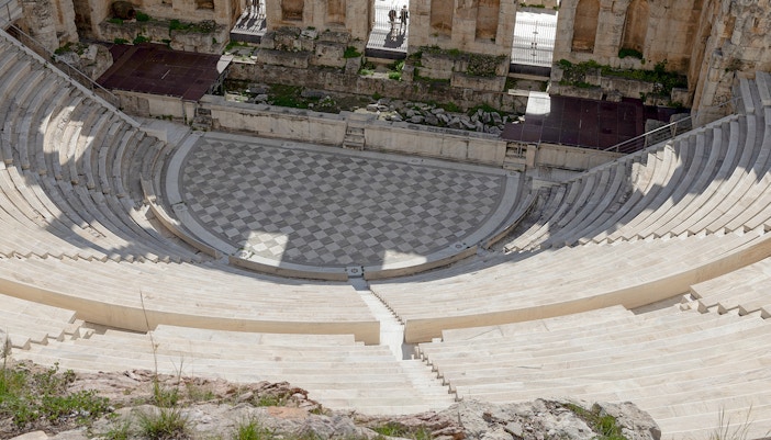 Marble stone stage with geometrical motifs