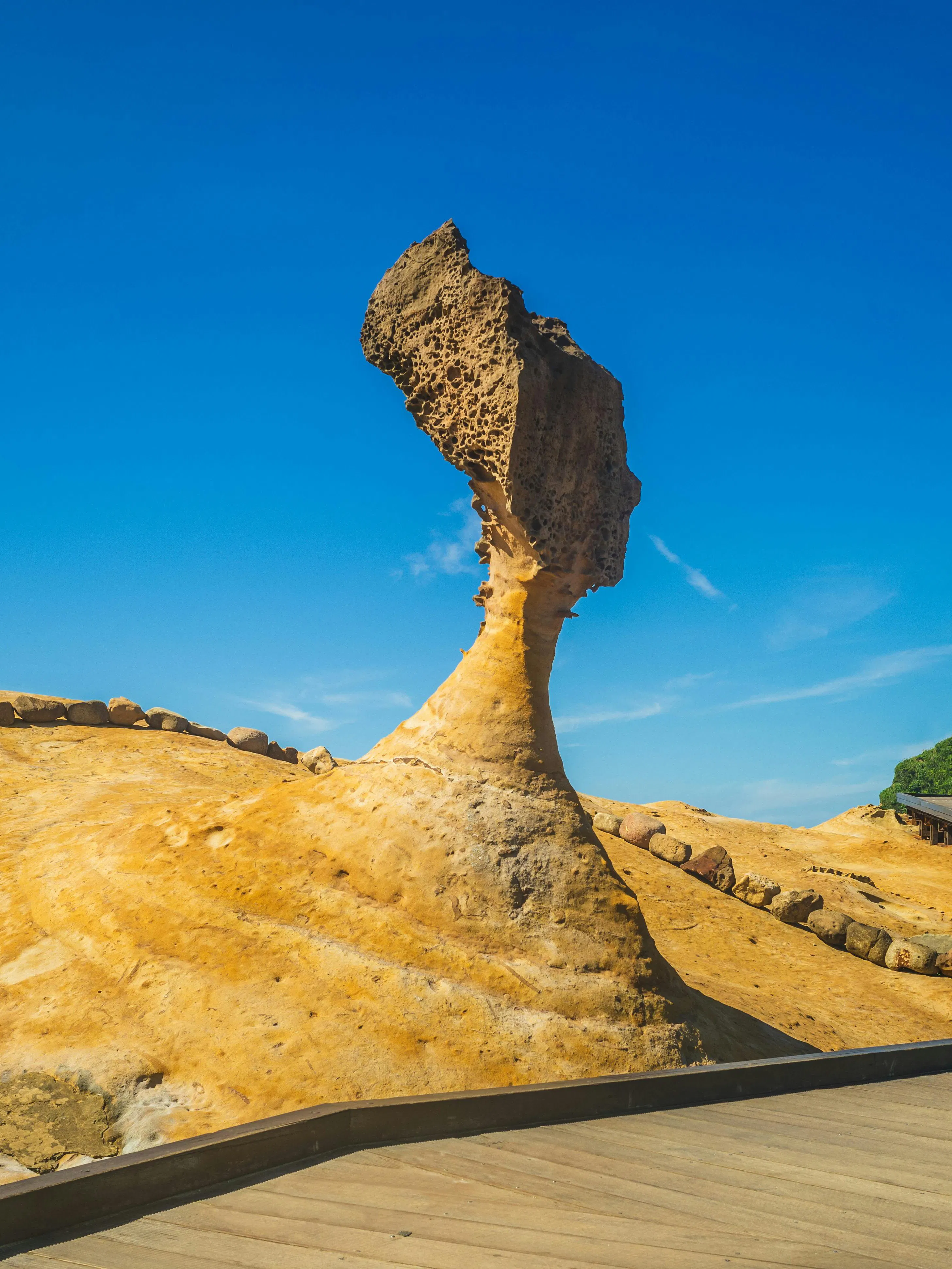 Queen Head rock formation at Yehliu Geopark, New Taipei City, Taiwan.