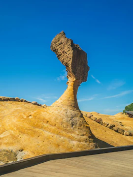 Queen Head rock formation at Yehliu Geopark, New Taipei City, Taiwan.