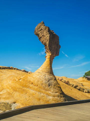 Queen Head rock formation at Yehliu Geopark, New Taipei City, Taiwan.