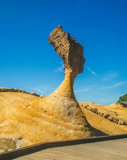 Queen Head rock formation at Yehliu Geopark, New Taipei City, Taiwan.