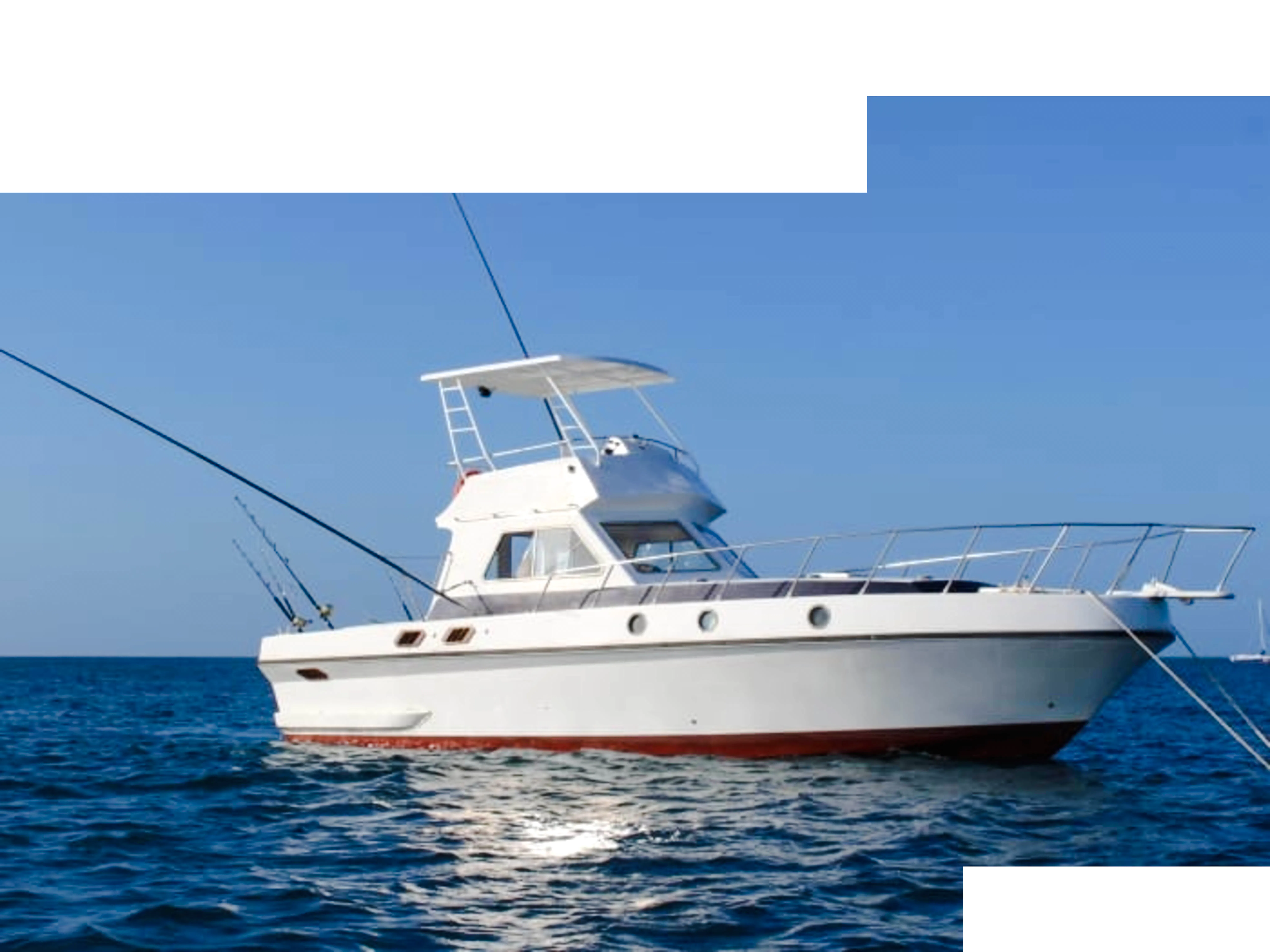 Private fishing charter boat on the ocean in Zanzibar.