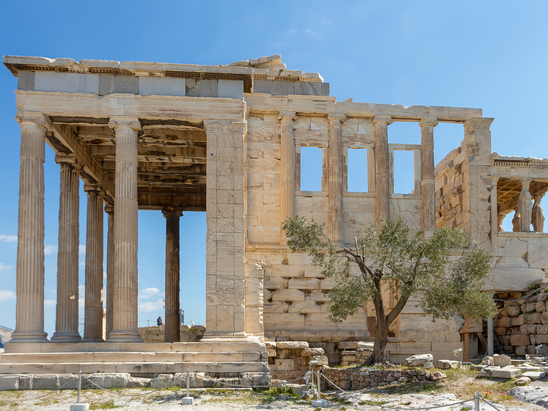 Sacred place of Poseidon, Erechtheion, the second most famous ancient building on the Acropolis of Athens