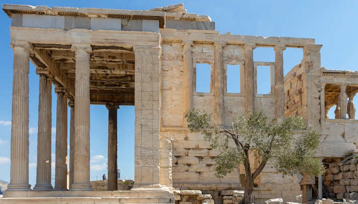 Sacred place of Poseidon, Erechtheion, the second most famous ancient building on the Acropolis of Athens