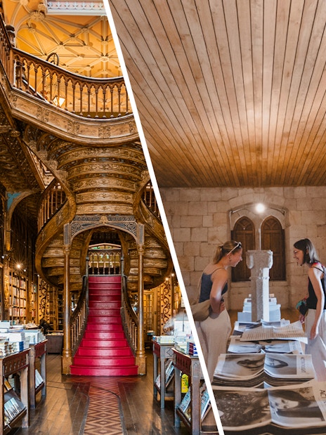 Visitors exploring the ornate interior and exhibits at Lello Foundation Museum.