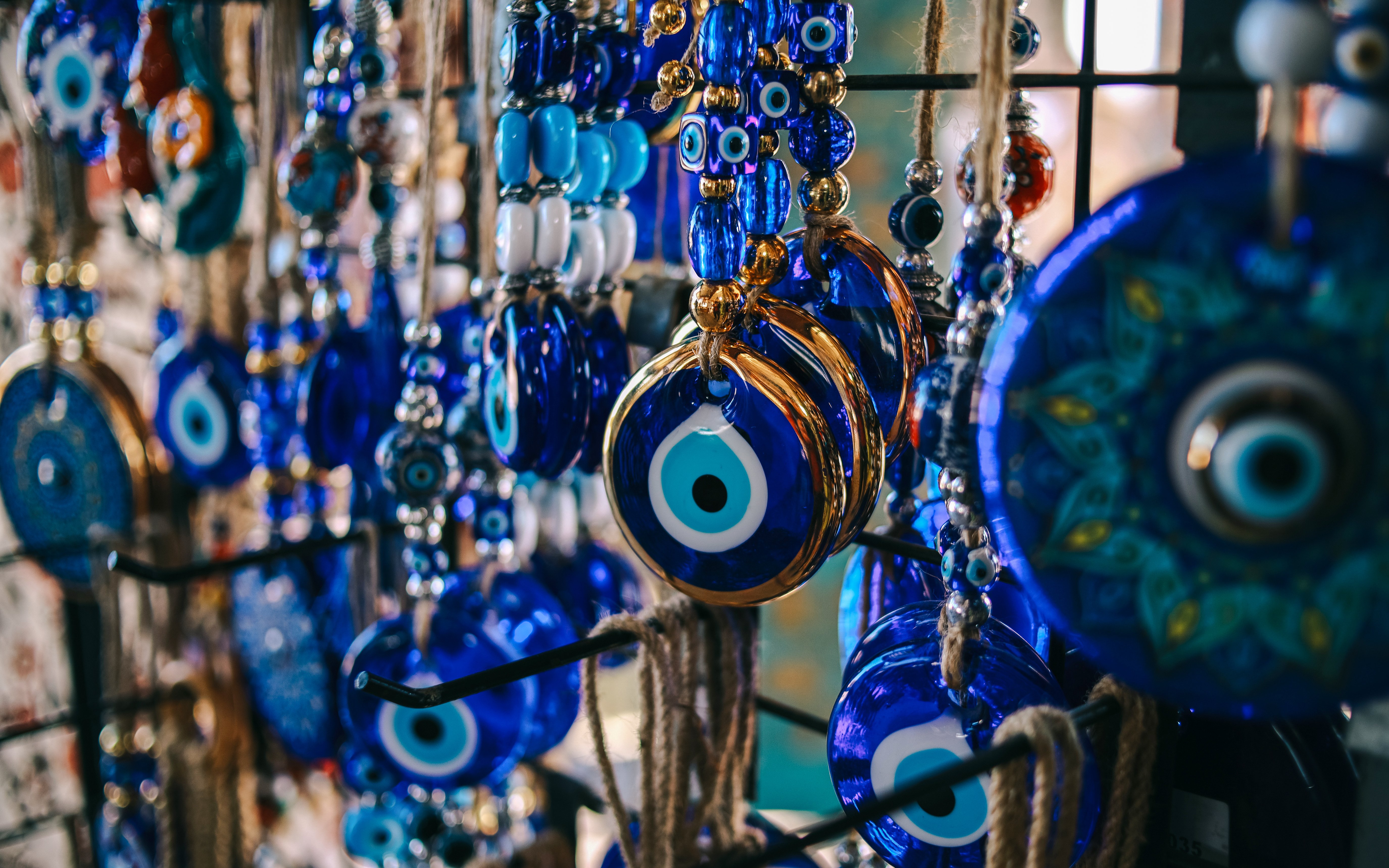 Traditional Turkish amulets displayed at Kem Art Centre.
