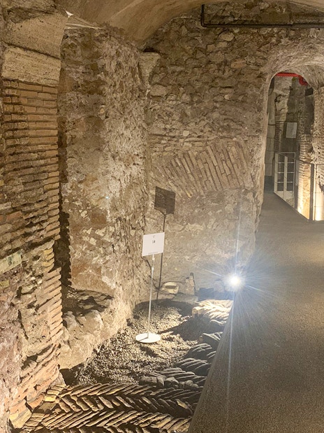 Ancient brick walls and passageway in Domitian Stadium, Rome.