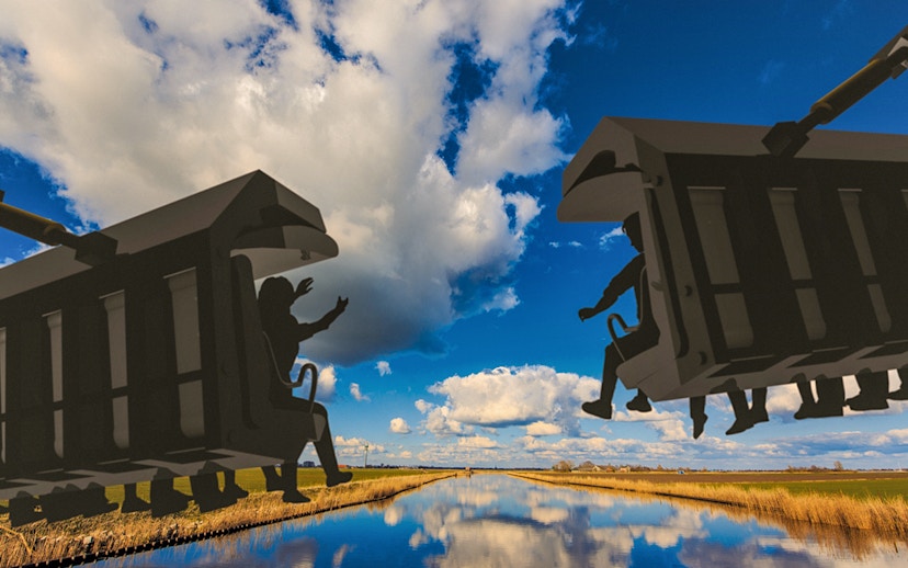 Flying theater ride over Dutch landscape at This is Holland.