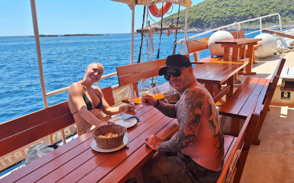 Lunch on Board in Front of Dubrovnik City Walls