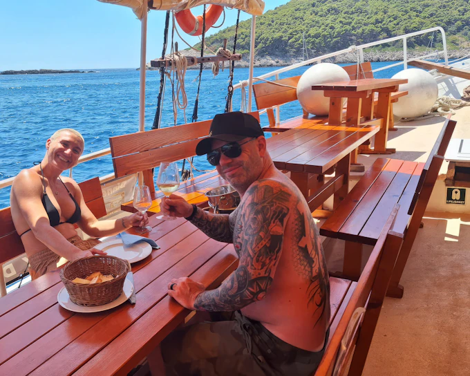 Lunch on Board in Front of Dubrovnik City Walls