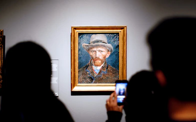 Van Gogh's self-portrait displayed at The Van Gogh Museum, Amsterdam.