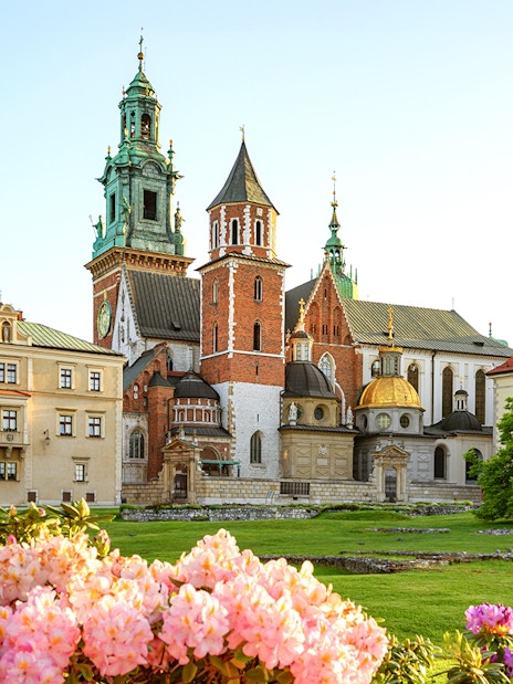 Wawel Castle and Cathedral with gardens in Krakow, Poland.