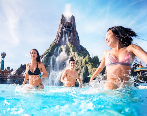 Guests in the waterpark attraction in Universal Studios Resort in Orlando, Florida