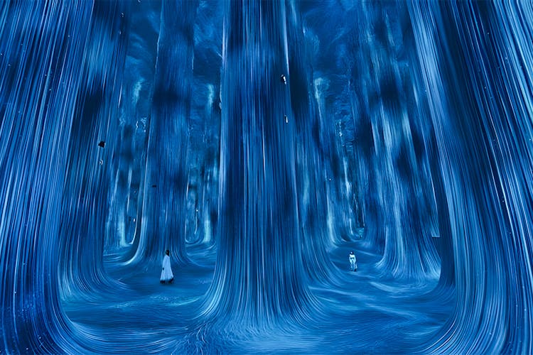 TeamLab art installation with floating spheres in Abu Dhabi exhibition space.