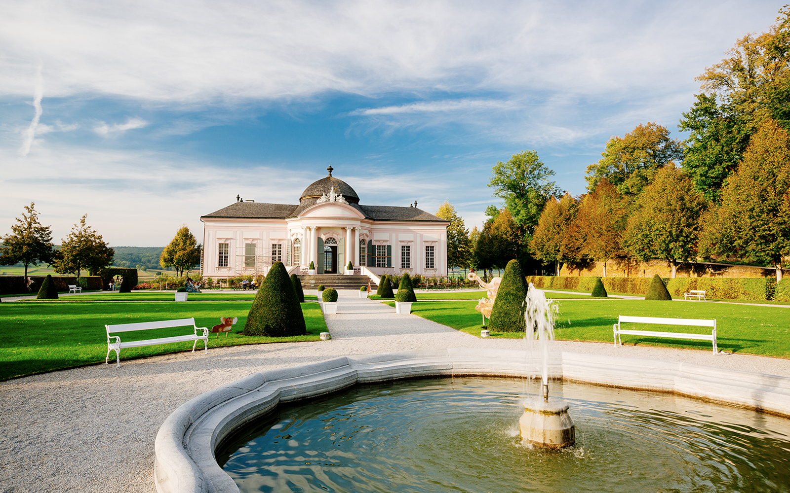 Baroque pavilion and fountain in a garden setting, Wachau Day Trip, Melk.