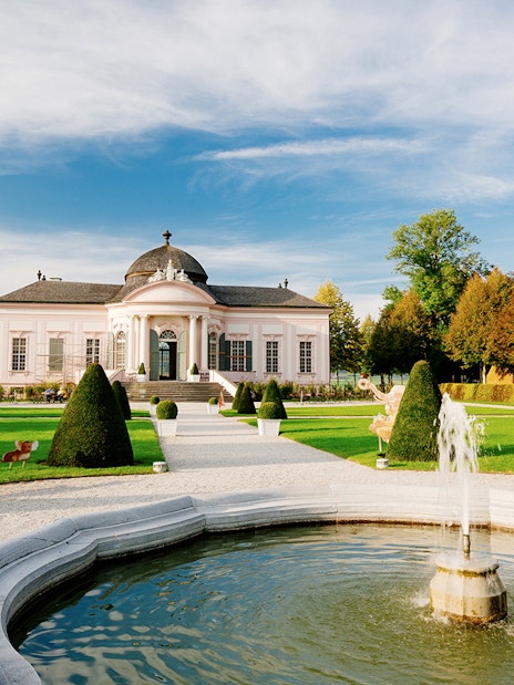 Baroque pavilion and fountain in a garden setting, Wachau Day Trip, Melk.