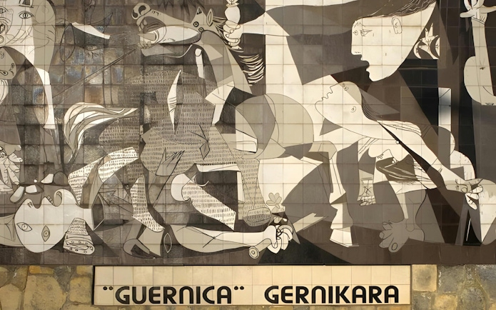 Pablo Picasso's Guernica mural depicting war chaos and suffering.