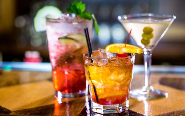 Cocktails on a table at Eureka Skydeck Restaurants, Melbourne.