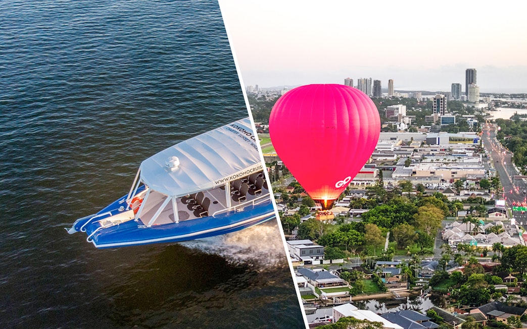 Boat cruise and hot air balloon over cityscape, Combo (Save 5%): 15769 + 29101.
