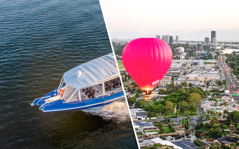 Boat cruise and hot air balloon over cityscape, Combo (Save 5%): 15769 + 29101.