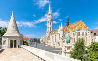 Matthias Church and Fisherman's Bastion in Budapest's historic center near Buda Castle.