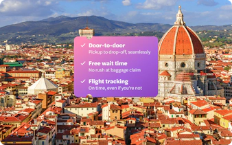 Florence Cathedral and Duomo with cityscape, highlighting travel service features.