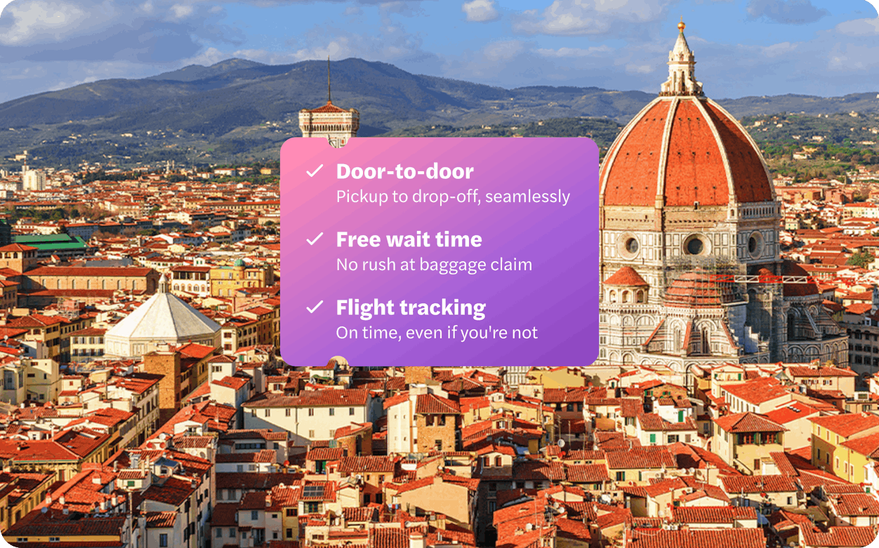 Florence Cathedral and Duomo with cityscape, highlighting travel service features.