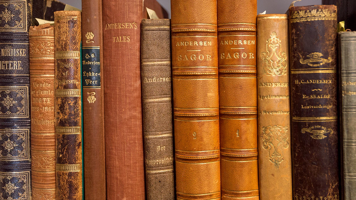 Antique books on a shelf at Stanfords in London's theatre district.