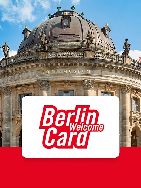 Bode Museum in Berlin with Berlin Welcome Card logo.
