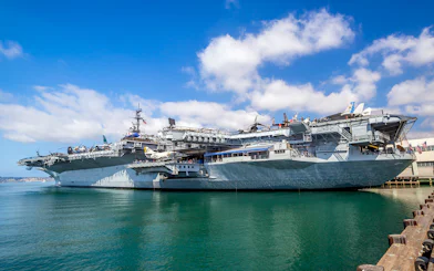 USS Midway Museum aircraft carrier docked in San Diego Harbor, part of San Diego CityPASS®.