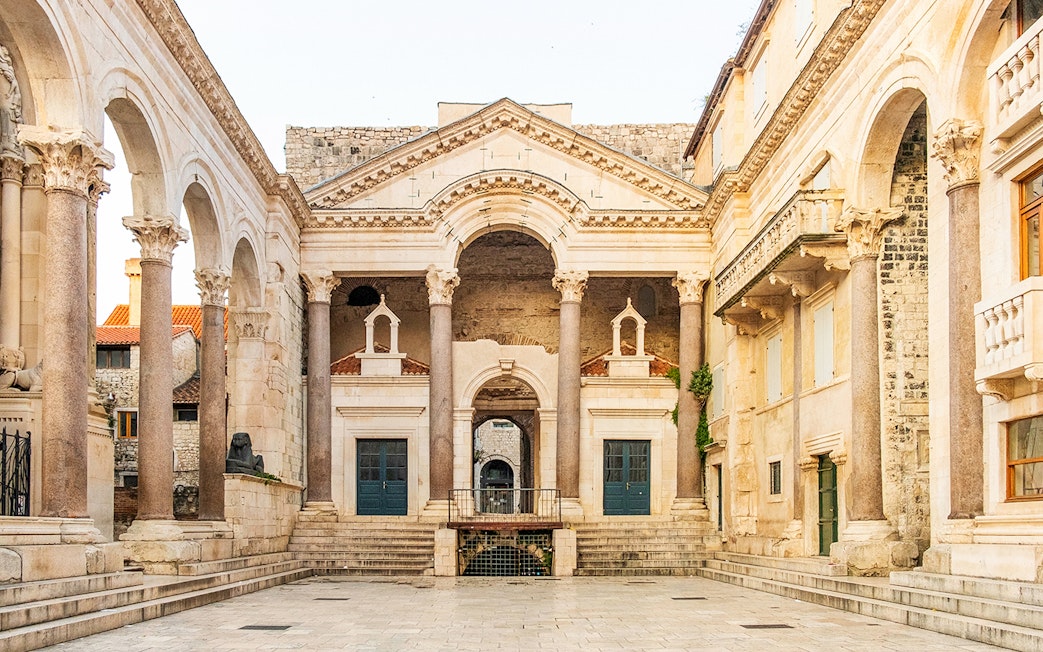 Diocletian's Palace courtyard in Split, Croatia, site for wine tasting tours.
