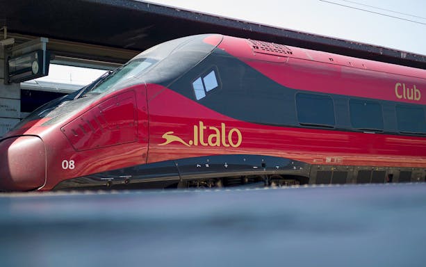 High-speed Italo train at station for Florence to Venice tour.