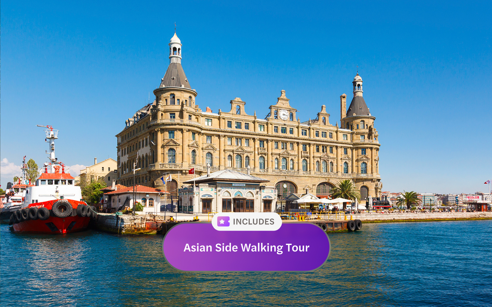 Istanbul ferry near Haydarpasa railway station on Asian Side walking tour.