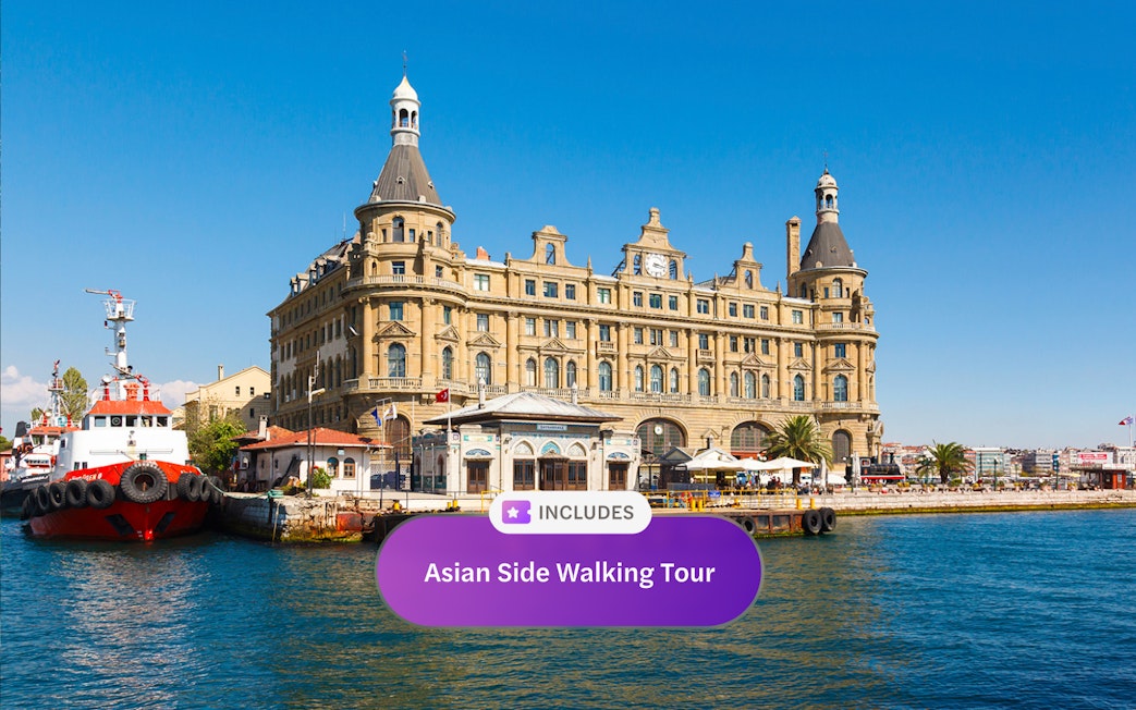 Istanbul ferry near Haydarpasa railway station on Asian Side walking tour.